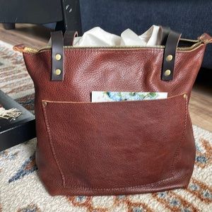 Portland Leather Goods Nutmeg Medium Zip Tote new